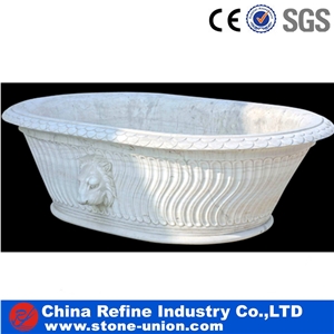 Carved Solid Surface Beige Bath Tubs