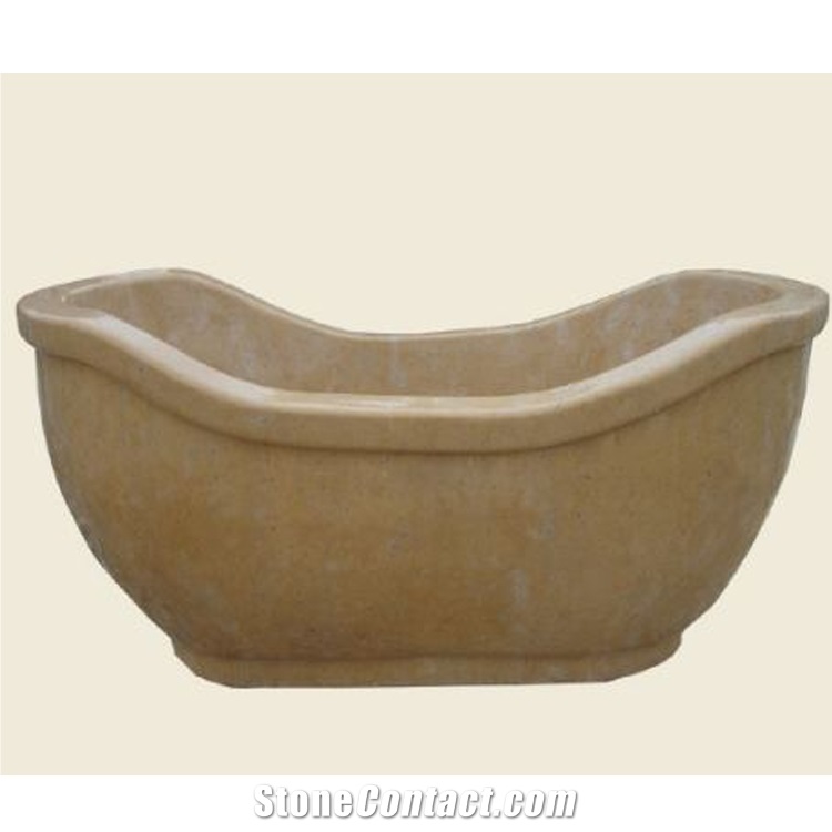 Cheaper Yellow Limestone Stone Bathtub for Sale