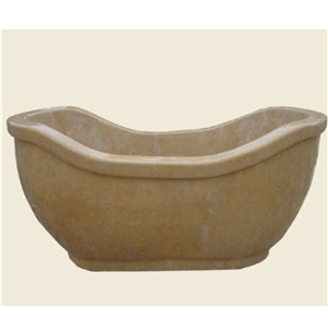Cheaper Yellow Limestone Stone Bathtub for Sale
