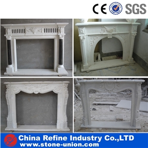 China White Sculptured Fireplace and Hearth