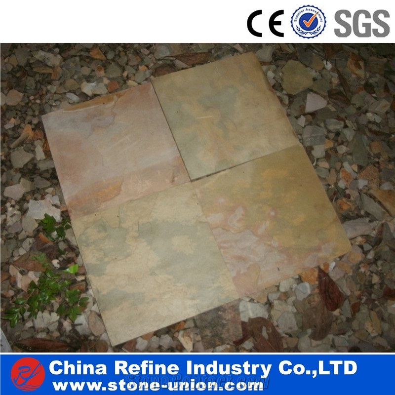 Chinese Cheap Rusty Slate Tiles,Yellow Slate Tiles