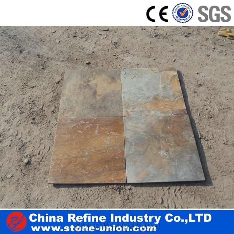 Chinese Cheap Rusty Slate Tiles,Yellow Slate Tiles