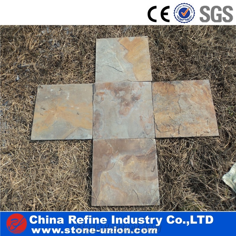 Chinese Cheap Rusty Slate Tiles,Yellow Slate Tiles