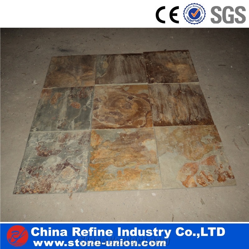 Chinese Cheap Rusty Slate Tiles,Yellow Slate Tiles