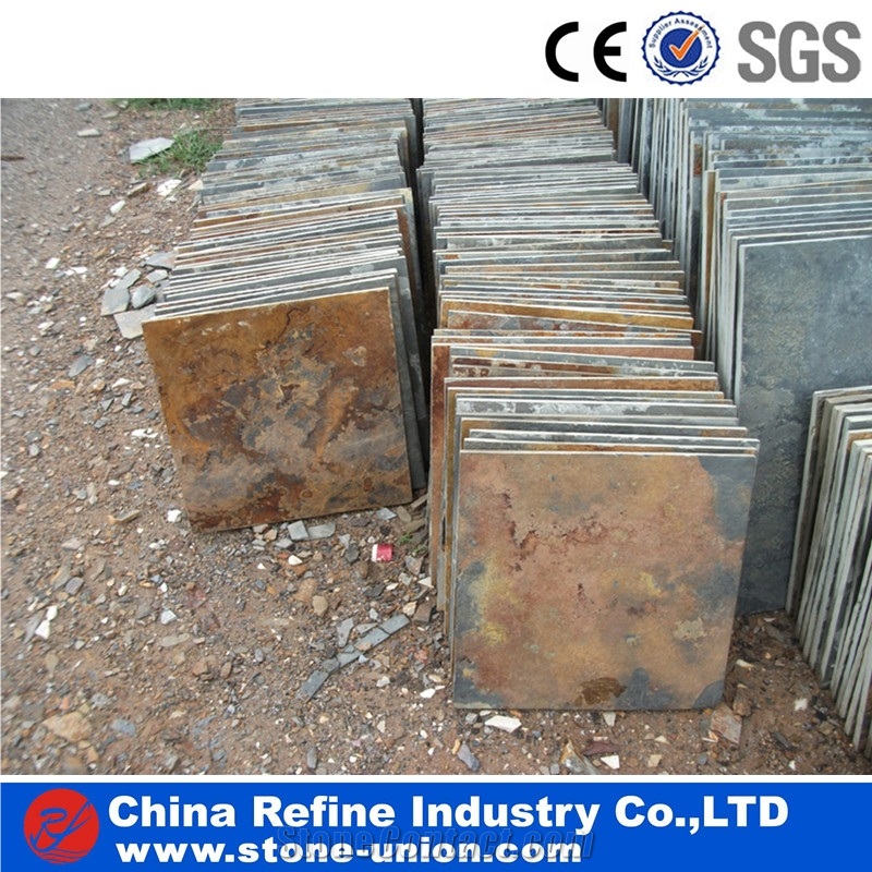 Chinese Cheap Rusty Slate Tiles,Yellow Slate Tiles