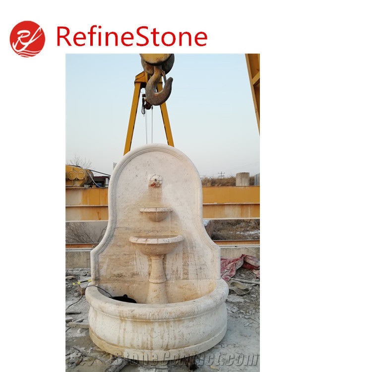 Chinese Garden Carve Travertine Wall Fountain