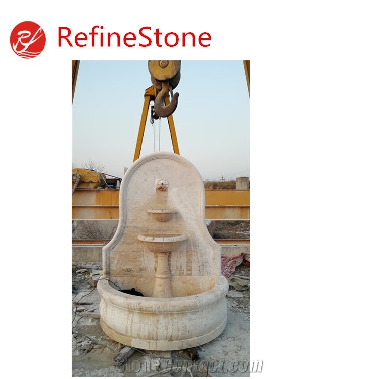 Chinese Garden Carve Travertine Wall Fountain