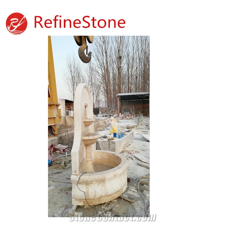 Chinese Garden Carve Travertine Wall Fountain