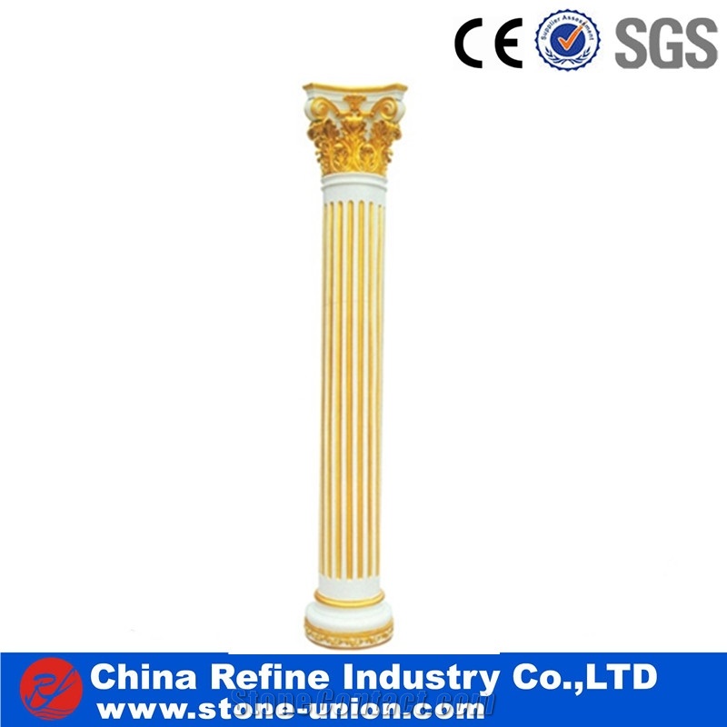 Customized Solid White Marble Hand Carved Pillars