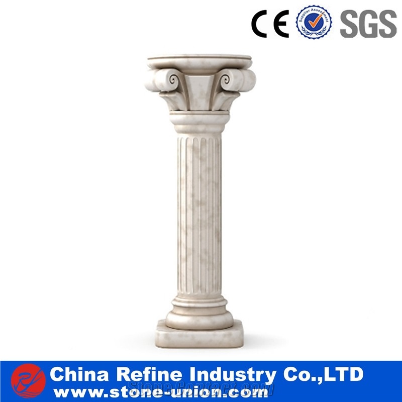 Customized Solid White Marble Hand Carved Pillars