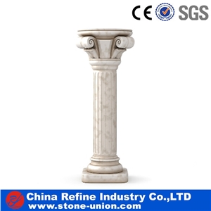Customized Solid White Marble Hand Carved Pillars