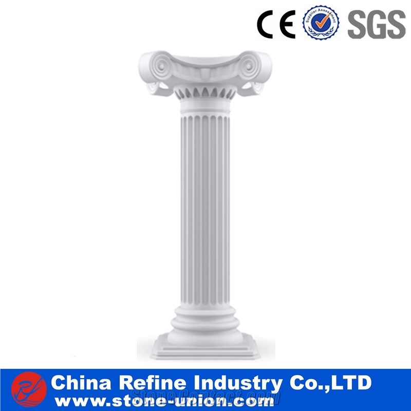 Customized Solid White Marble Hand Carved Pillars