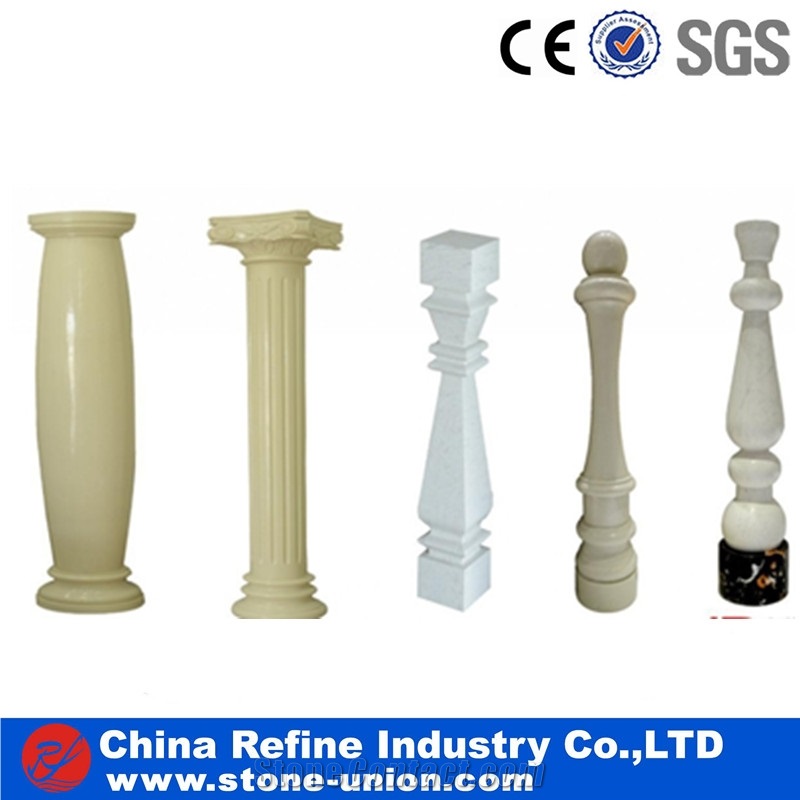 Customized Solid White Marble Hand Carved Pillars