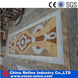 Elegant Hotel Square Water Jet Marble Medallion