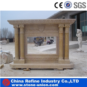 Fireplace Column,Yellow Fireplace Insert & Hearth