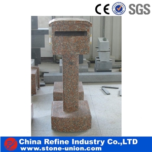 G562 Maple Red Granite Sculptured Carving Mail Box