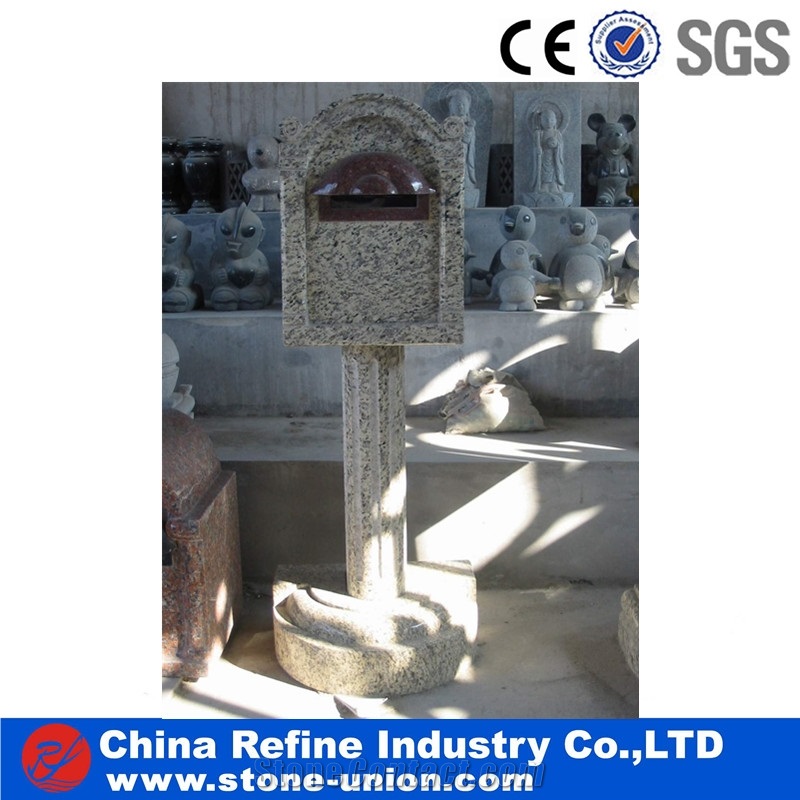 G562 Maple Red Granite Sculptured Carving Mail Box
