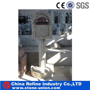 G562 Maple Red Granite Sculptured Carving Mail Box