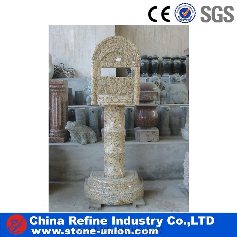 G562 Maple Red Granite Sculptured Carving Mail Box