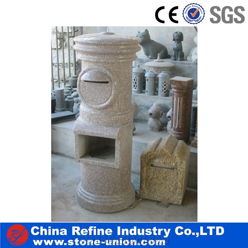 G562 Maple Red Granite Sculptured Carving Mail Box