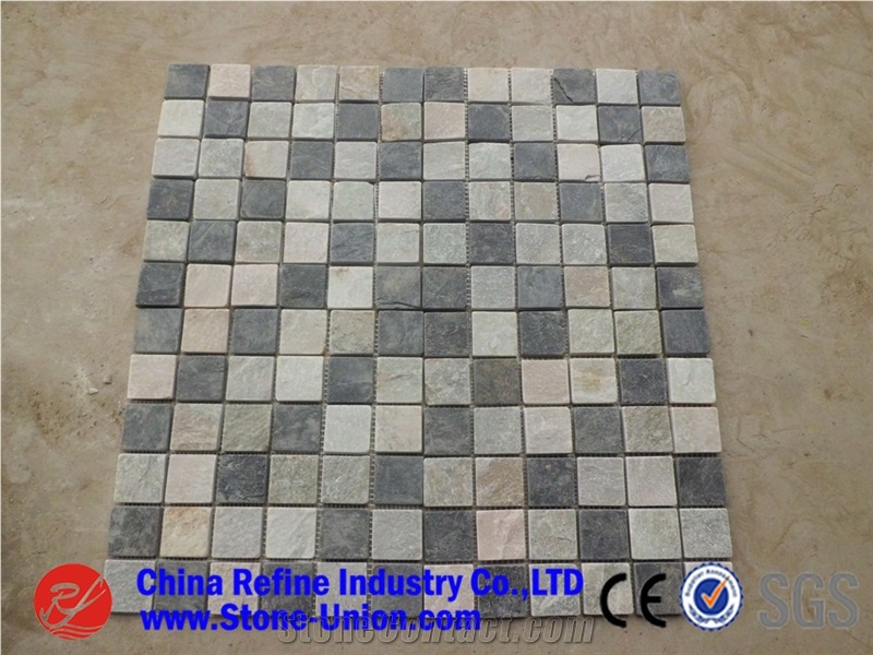 Grey Slate Mosaic Tile For Interior Decoration