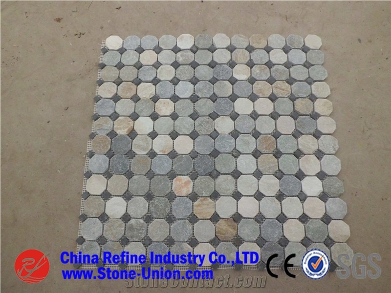 Grey Slate Mosaic Tile For Interior Decoration