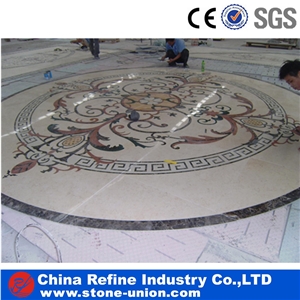 Interior Marble Inlay Water Jet Floor Medallion