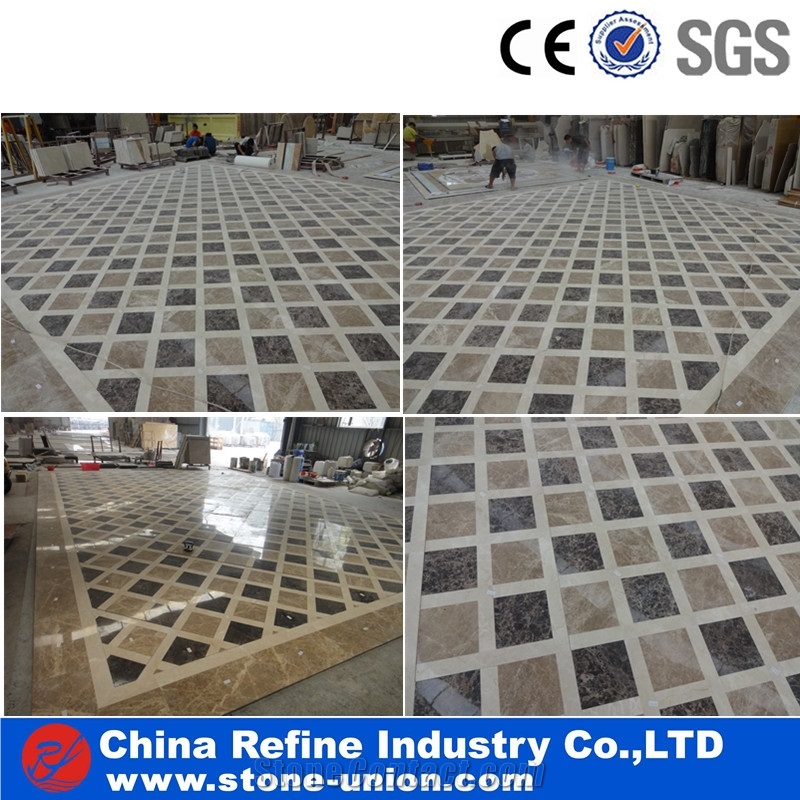 Interior Marble Inlay Water Jet Floor Medallion