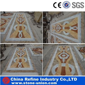 Interior Marble Inlay Water Jet Floor Medallion
