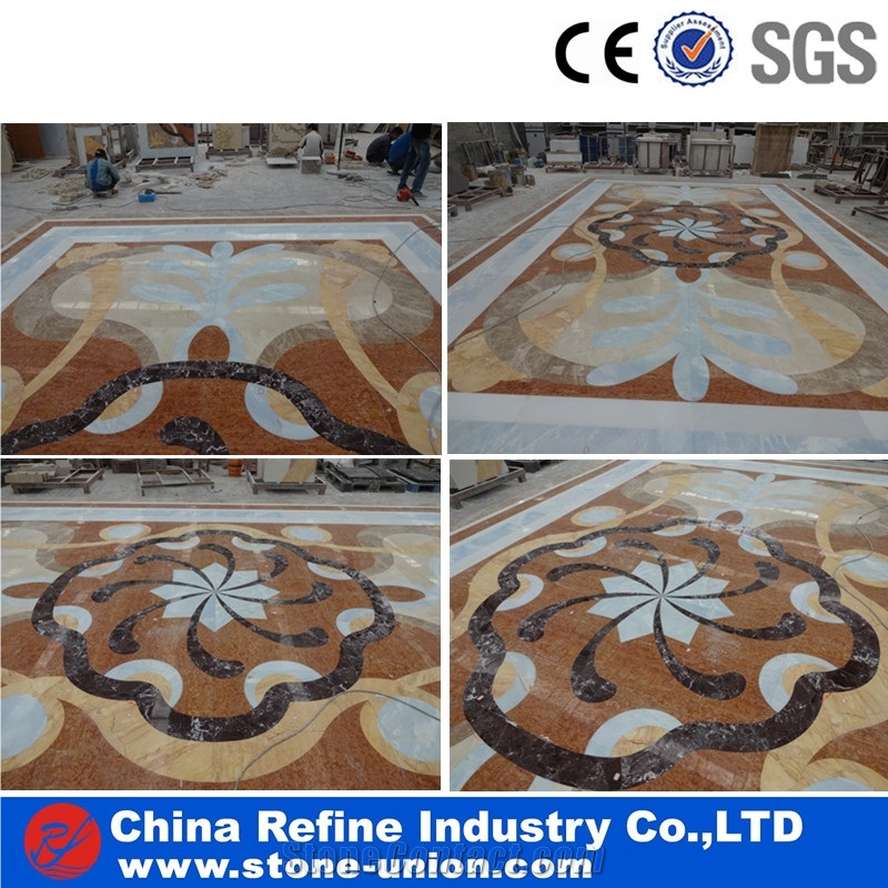 Interior Marble Inlay Water Jet Floor Medallion