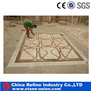 Marble Square Water Jet Flooring Pattern Villa