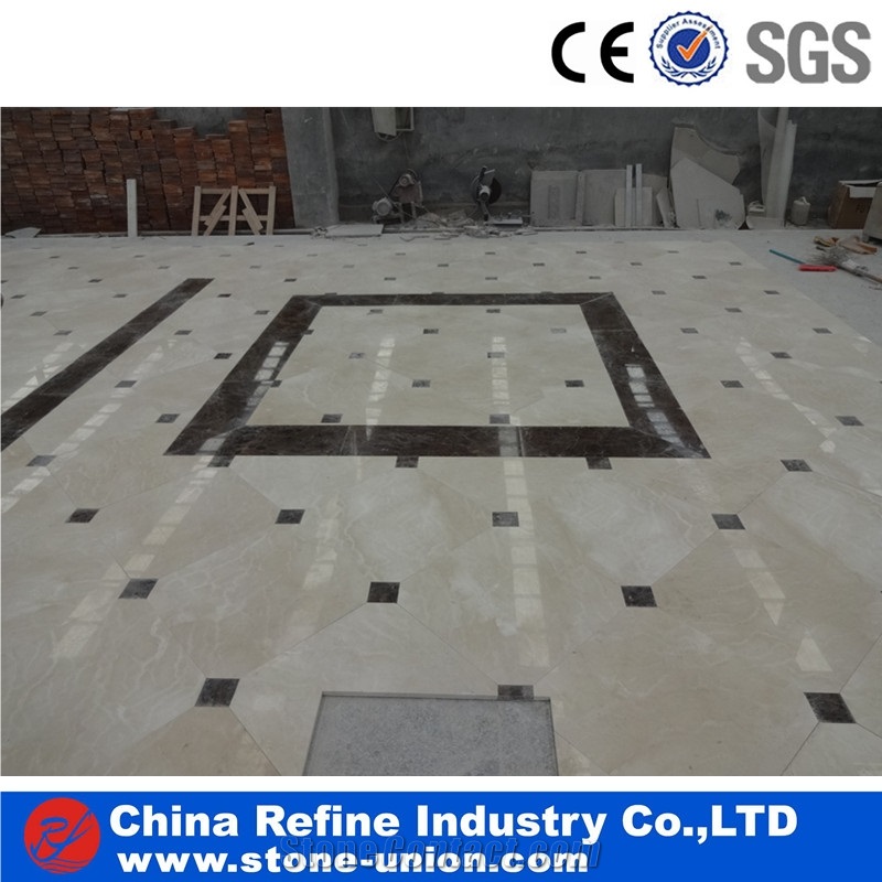 Marble Water Jet Floor Square Medallion for Hotel