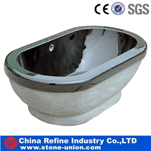 Modern Black Stone Freestanding Marble Bathtub