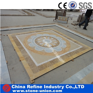 Natural Lobby Marble Flooring Water Jet Medallions