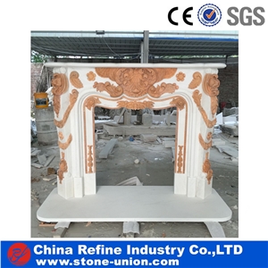 Natural Polished Yellow Marble Fireplace Insert