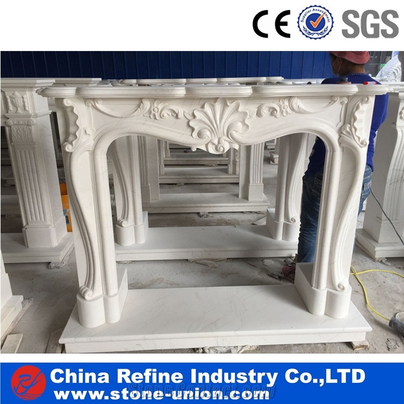 Natural Polished Yellow Marble Fireplace Insert
