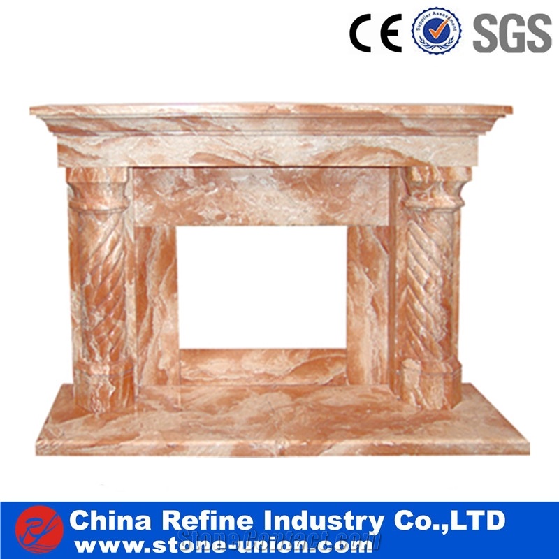 Natural Polished Yellow Marble Fireplace Insert