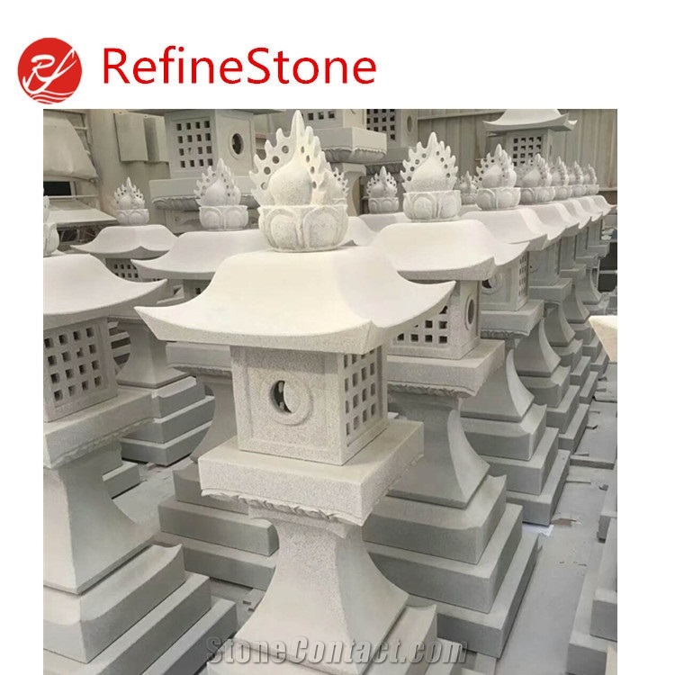 Outdoor Garden White Granite Stone Lantern