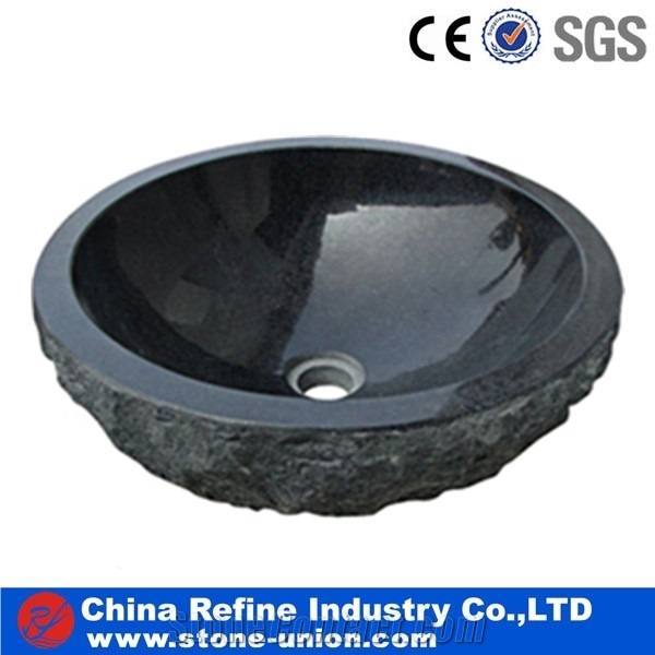 Polished Black Marble Sinks Basins for Vanity Tops