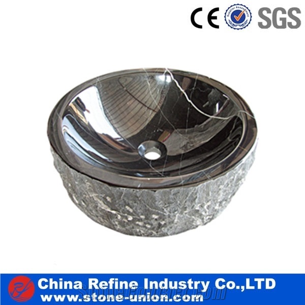 Polished Black Marble Sinks Basins for Vanity Tops