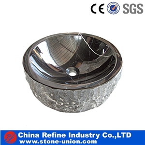 Polished Black Marble Sinks Basins for Vanity Tops