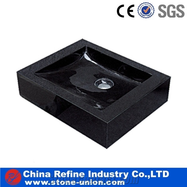 Polished Black Marble Sinks Basins for Vanity Tops