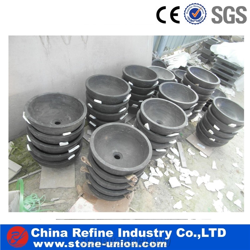 Polished Stone Round Wash Basins in Bathroom