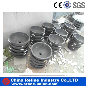 Polished Stone Round Wash Basins in Bathroom