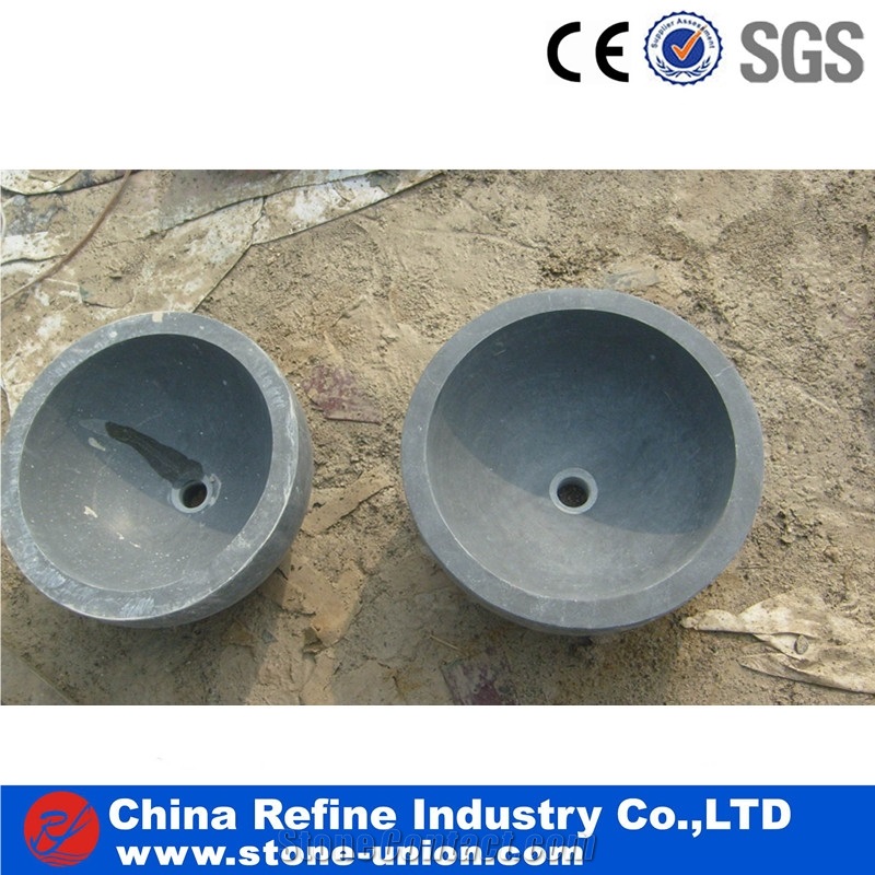 Polished Stone Round Wash Basins in Bathroom