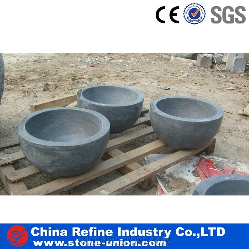 Polished Stone Round Wash Basins in Bathroom
