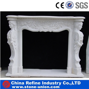 Pure White Marble Fireplace,Fireplace Mantel