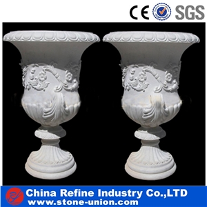 Pure White Marble Flower Planter & Flower Vases