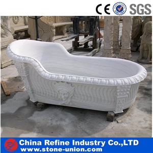 Pure White Marble Polished Stone Bathtub Surround