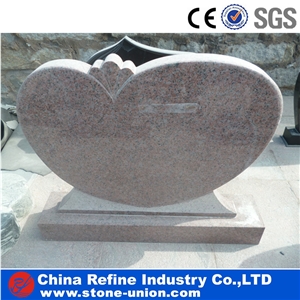 Red Granite Tombstones,Heart Shaped Monuments